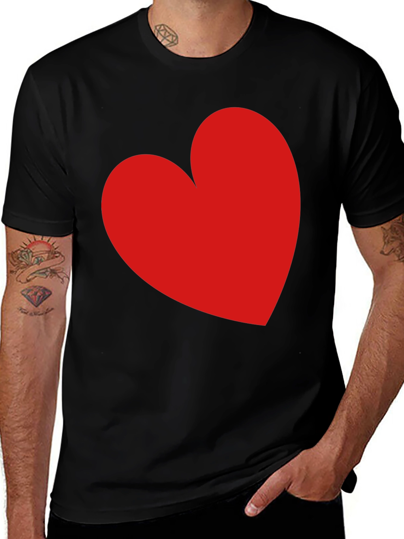 Red Heart Black T-Shirt