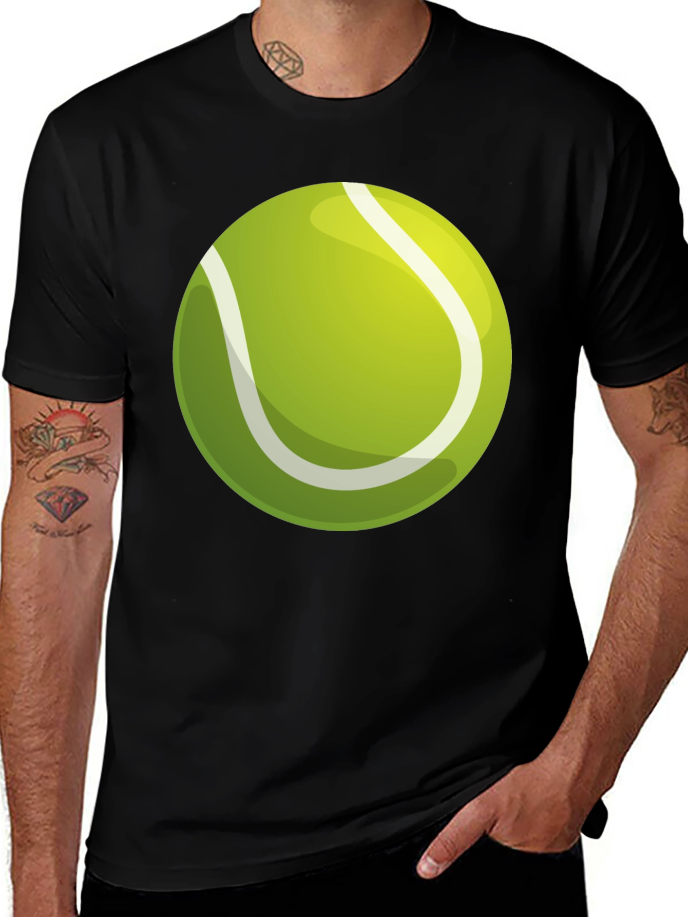 Tennis Ball Graphic Black T-Shirt
