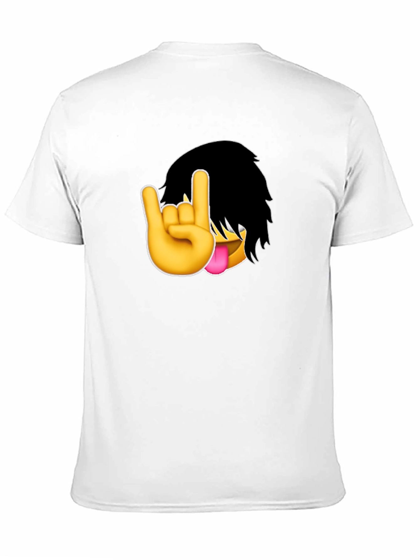 Emo Emoji Rock On Hand Black T-Shirt