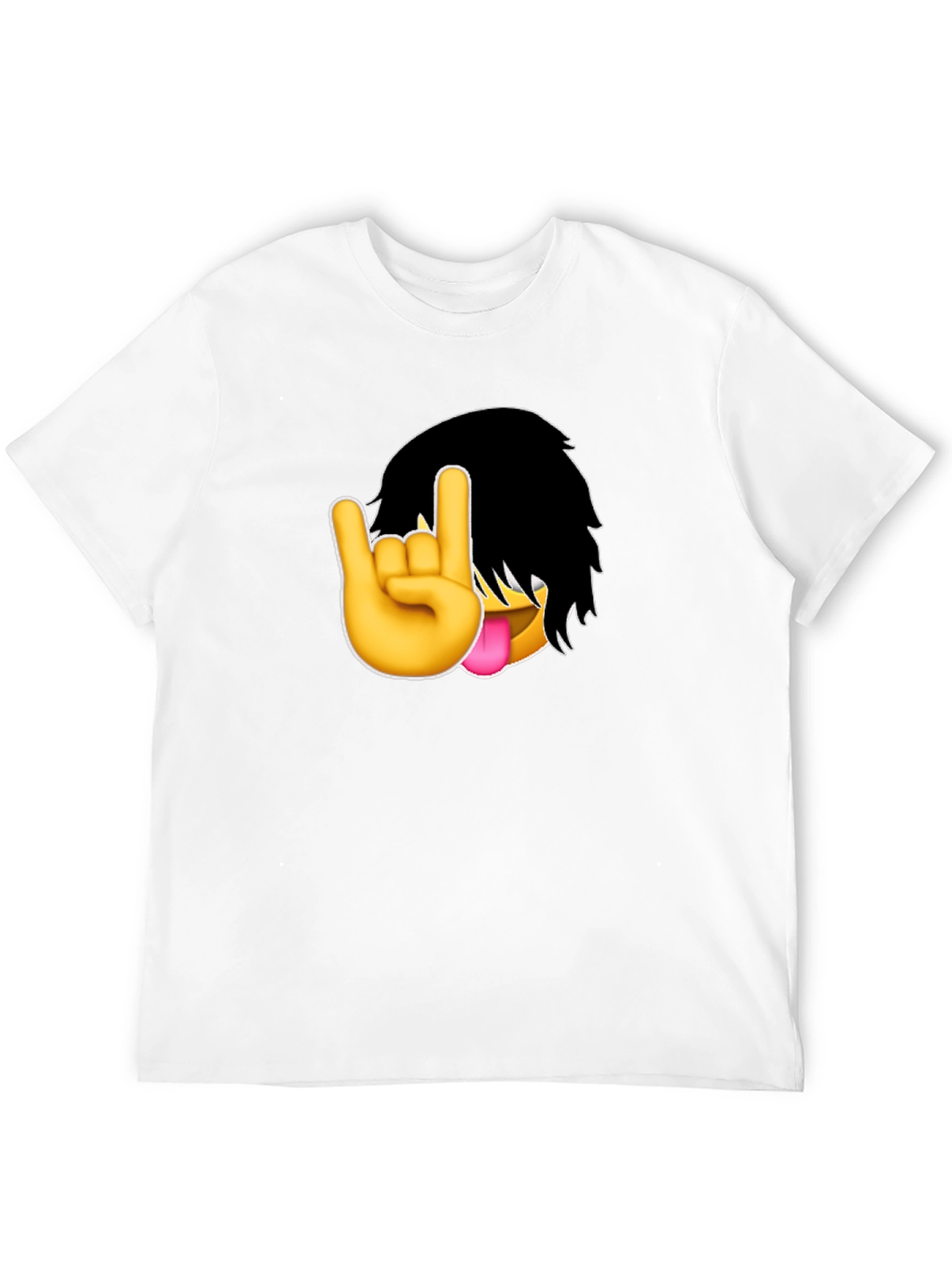 Emo Emoji Rock On Hand Black T-Shirt