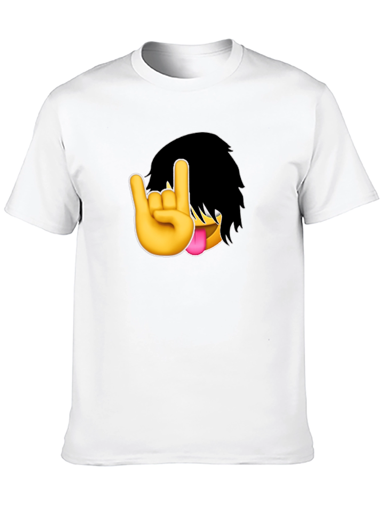 Emo Emoji Rock On Hand Black T-Shirt
