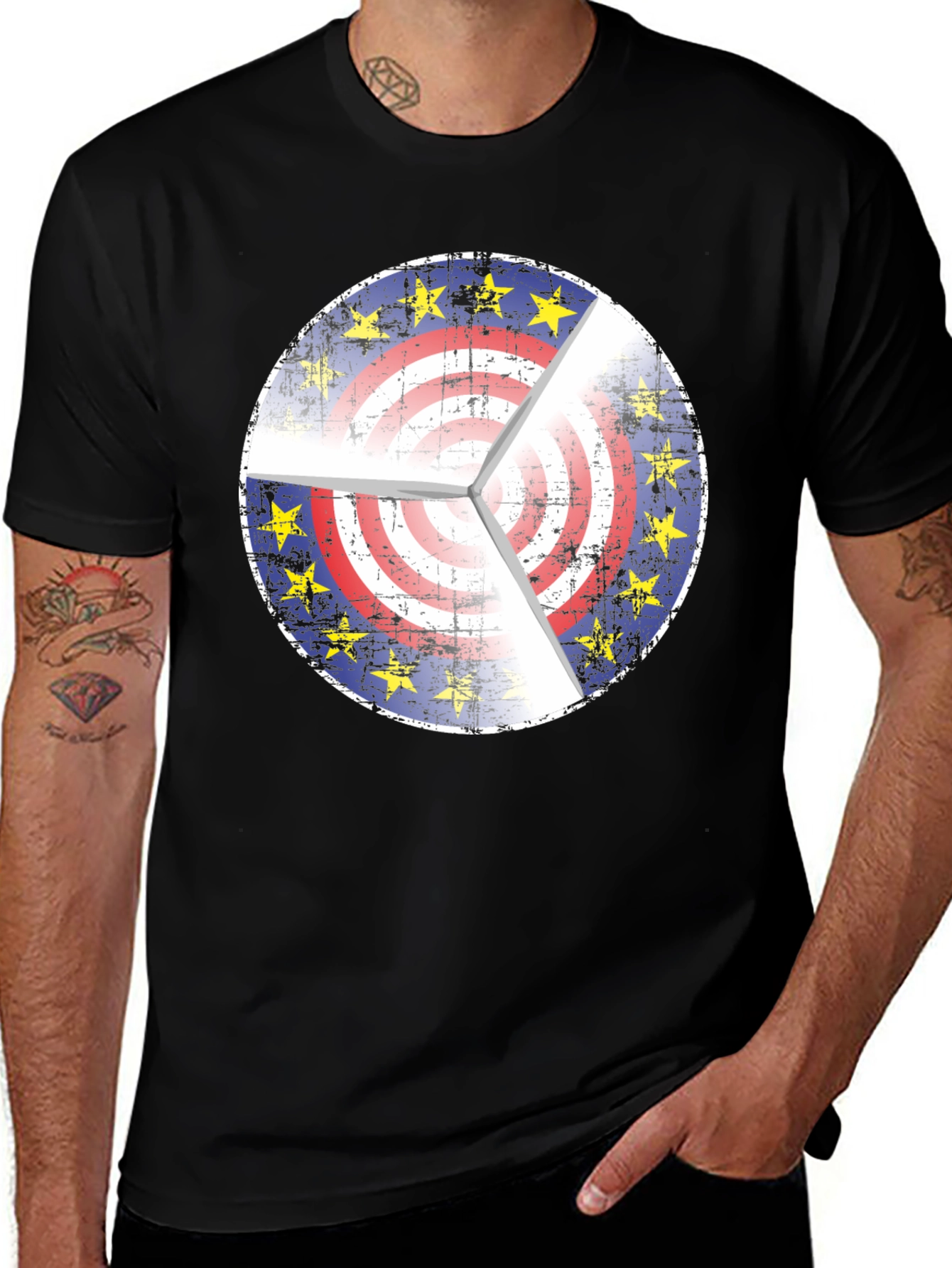 EU USA Target Graphic Black T-Shirt