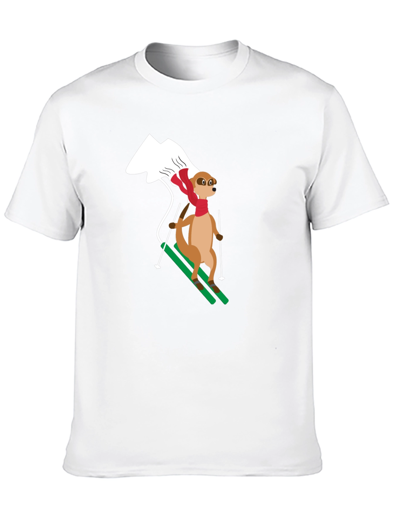 Skiing Meerkat T-Shirt - Black Cotton Tee