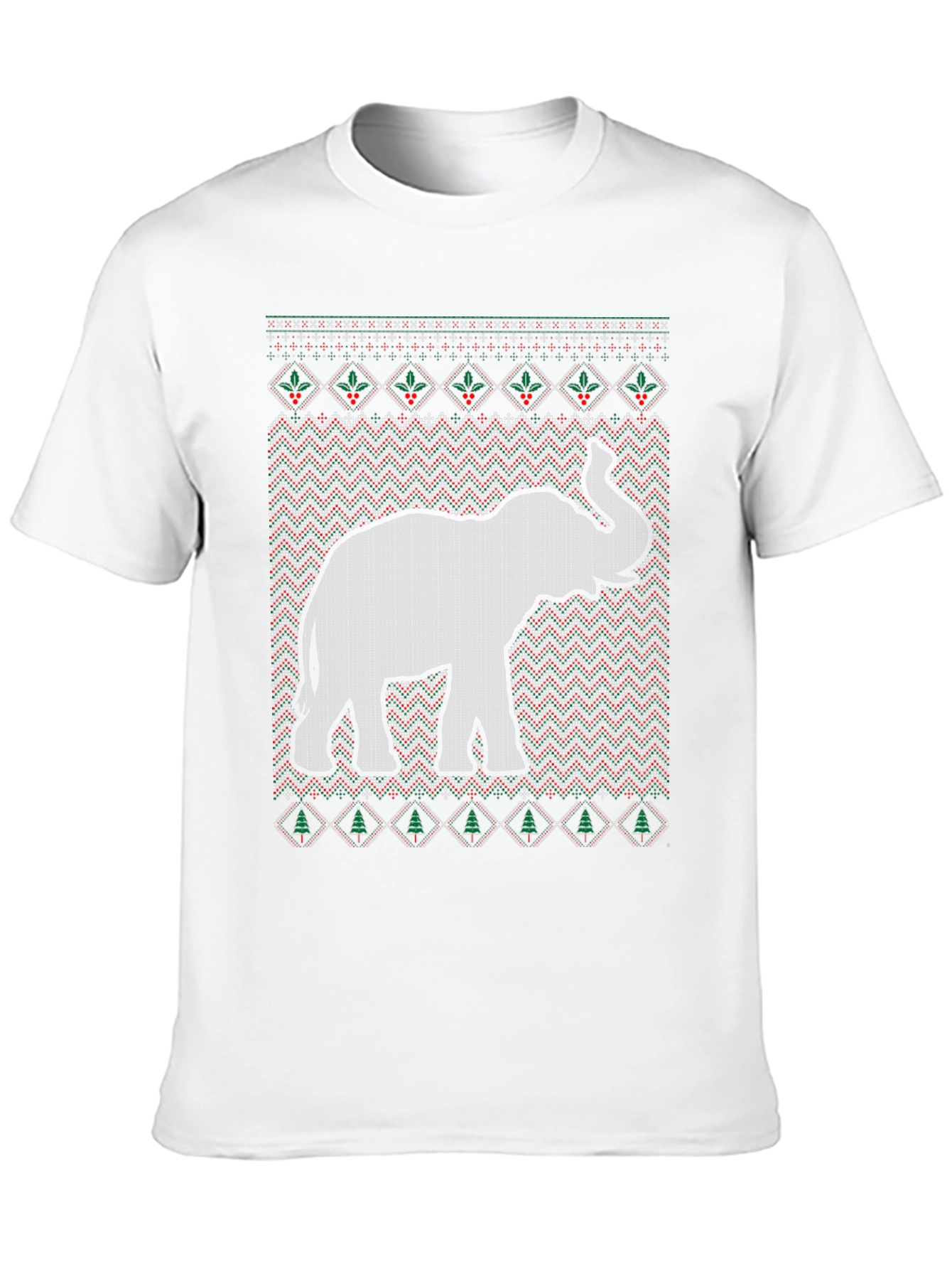 Elephant Ugly Christmas Sweater Style T-Shirt
