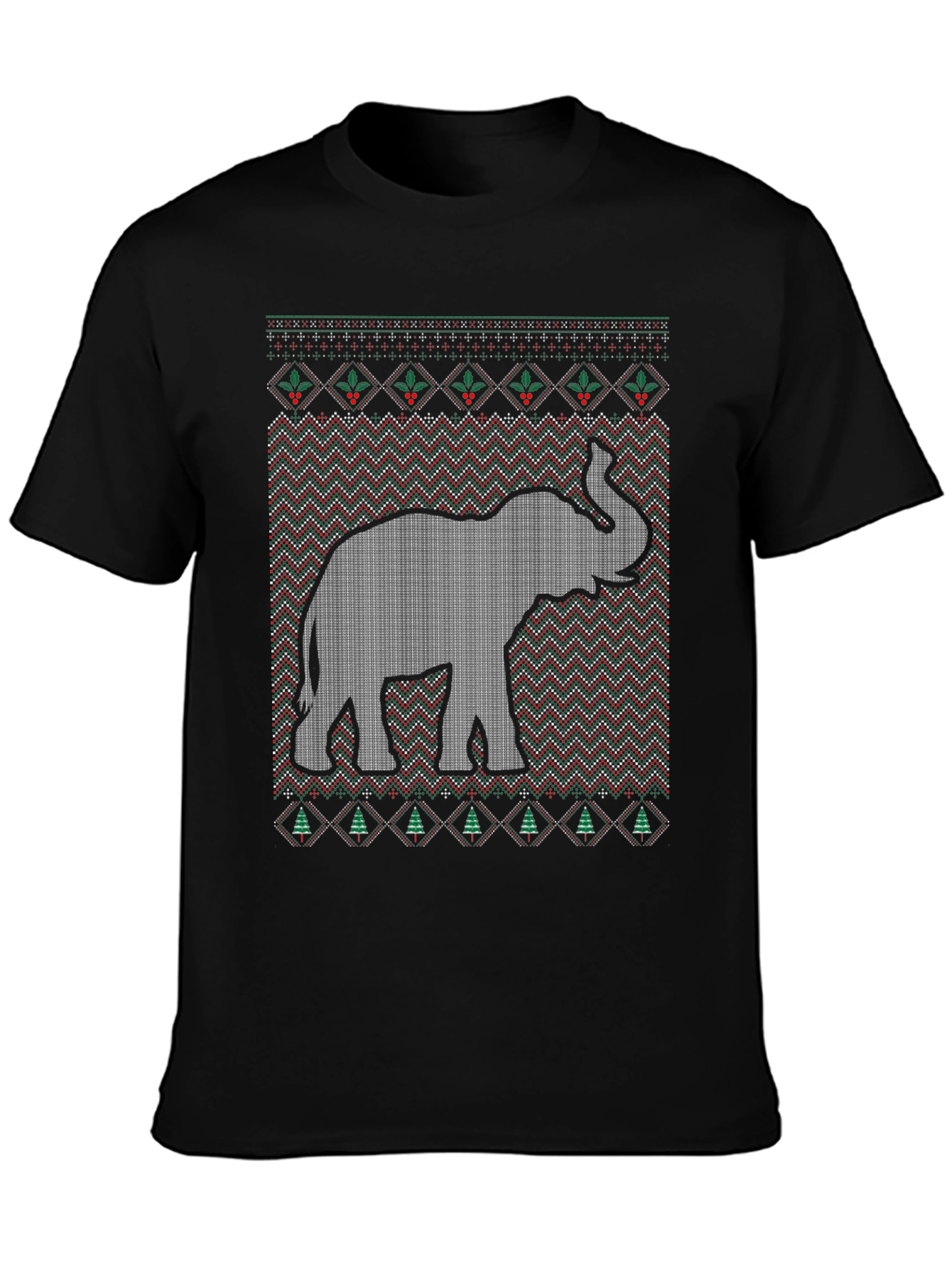 Elephant Ugly Christmas Sweater Style T-Shirt