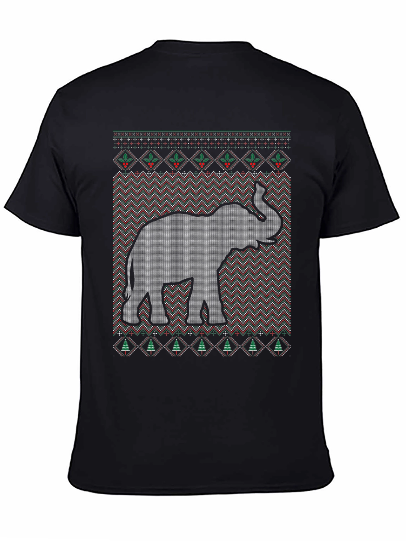 Elephant Ugly Christmas Sweater Style T-Shirt