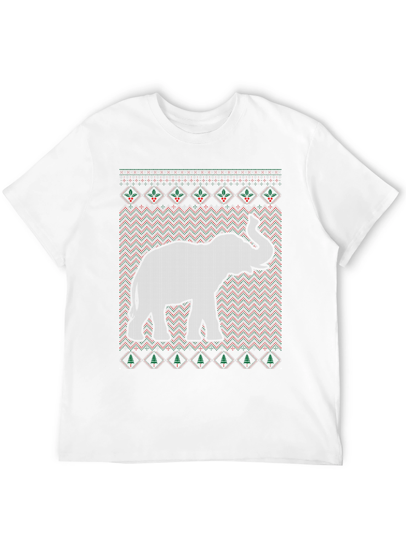 Elephant Ugly Christmas Sweater Style T-Shirt