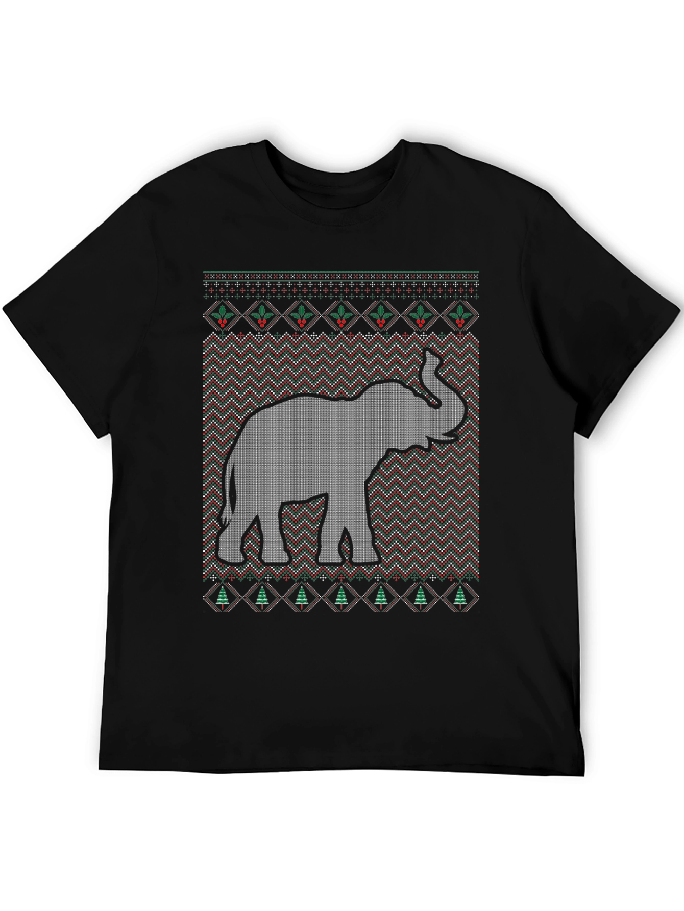 Elephant Ugly Christmas Sweater Style T-Shirt