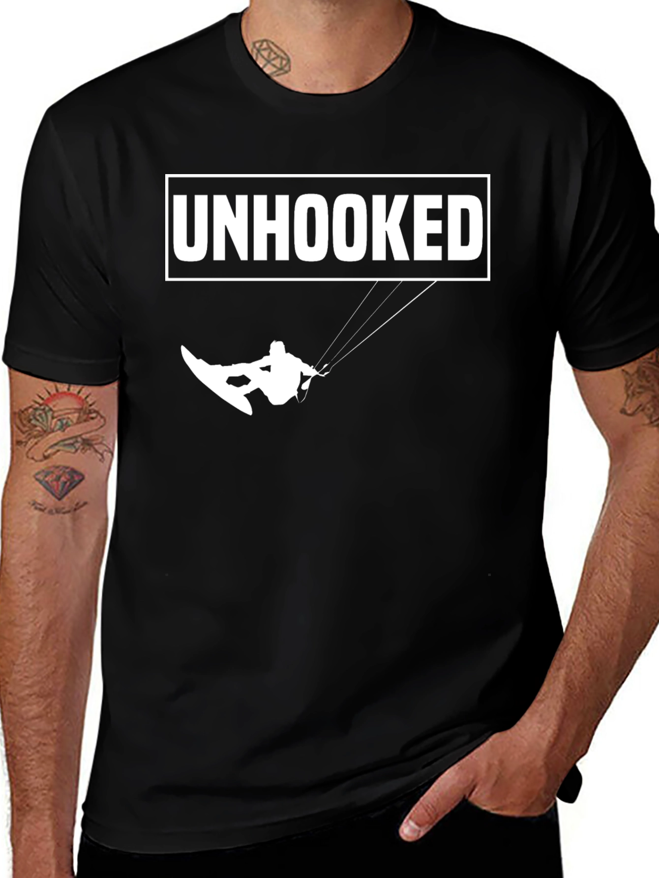 Unhooked Kitesurfing T-Shirt - Black Cotton Tee