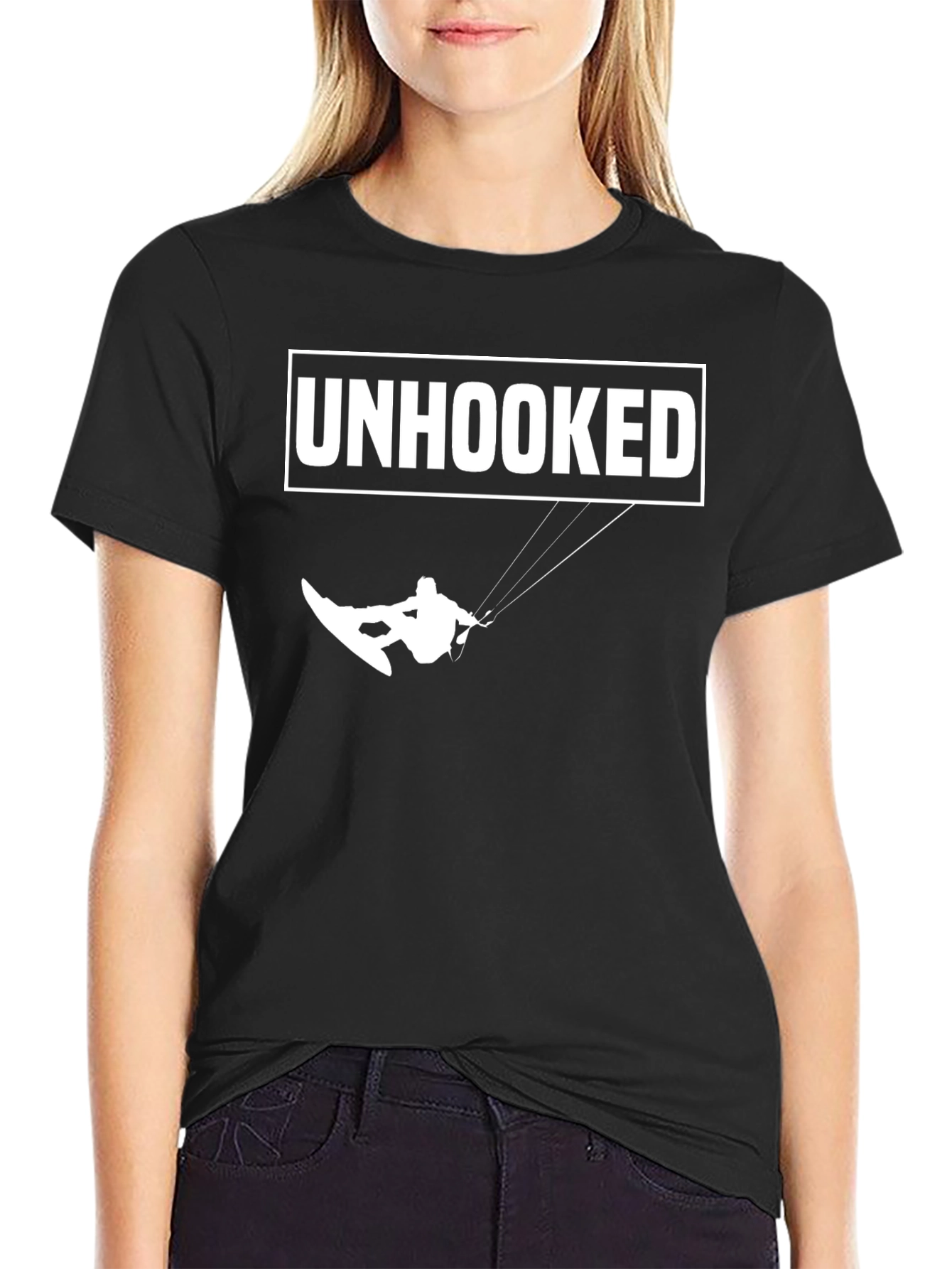 Unhooked Kitesurfing T-Shirt - Black Cotton Tee