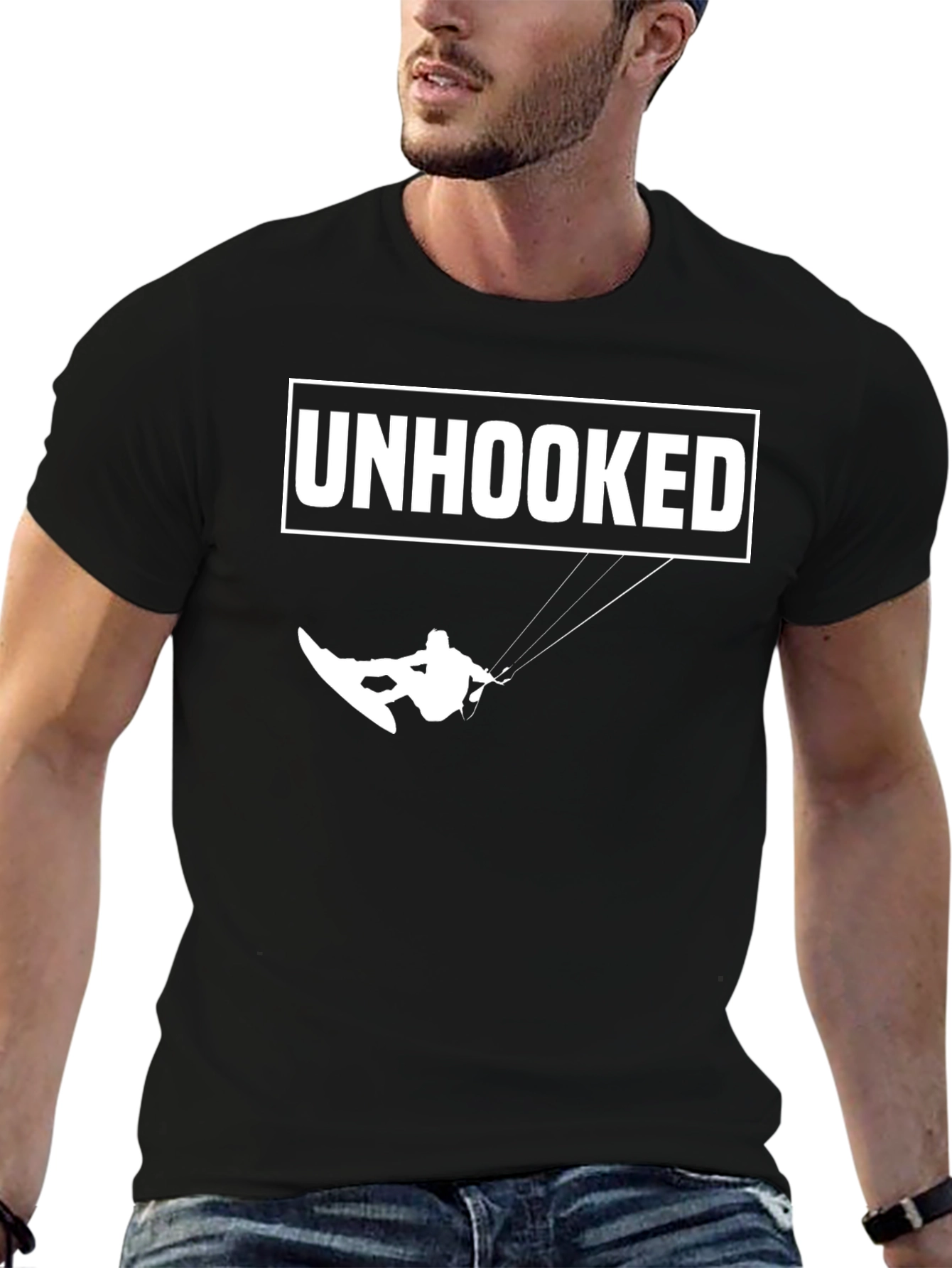 Unhooked Kitesurfing T-Shirt - Black Cotton Tee