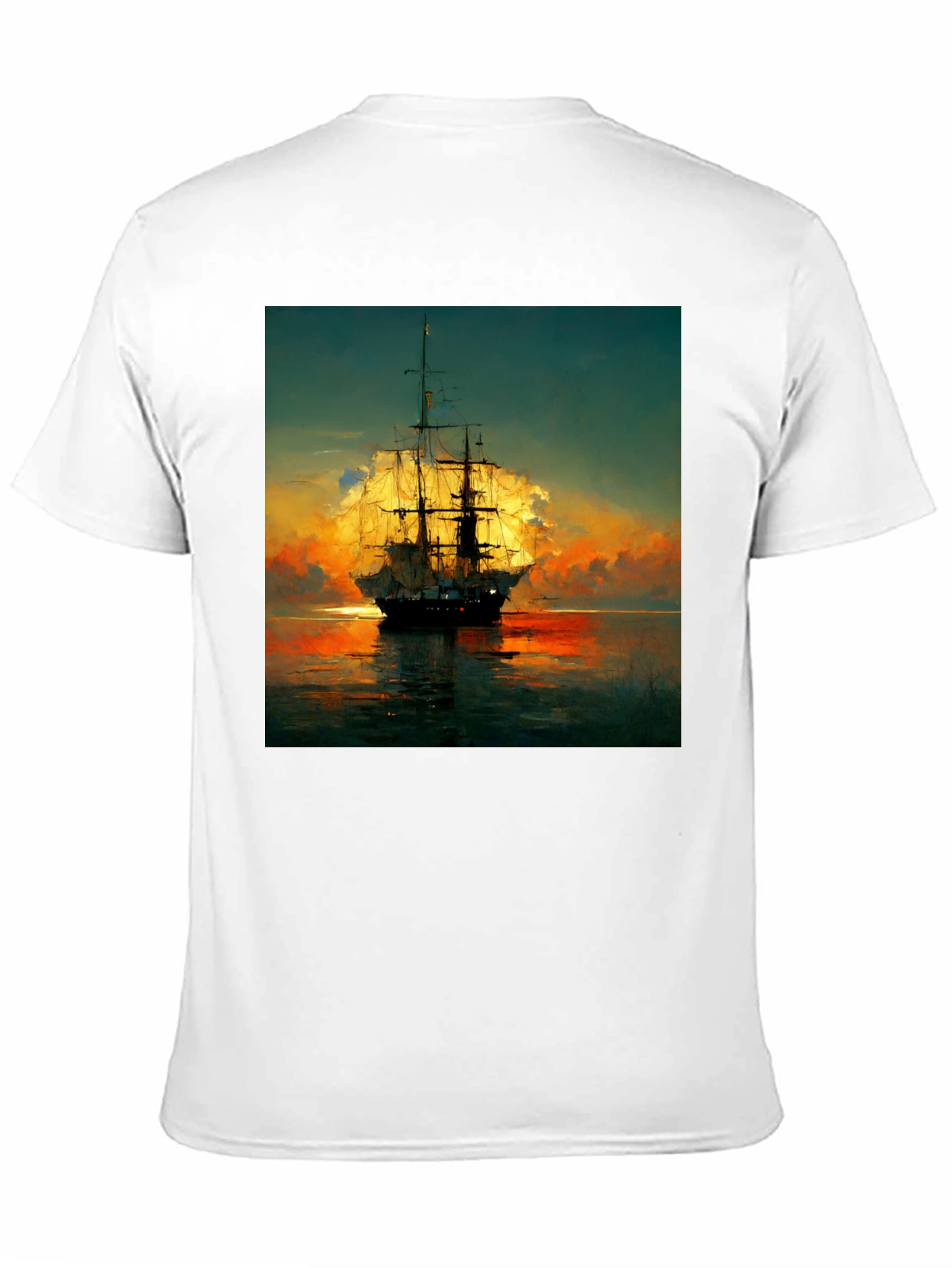 Sailing Ship Sunset T-Shirt - Artistic Sea Adventure