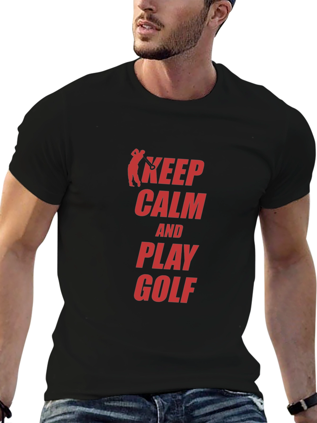 Keep Calm Play Golf Black T-Shirt
