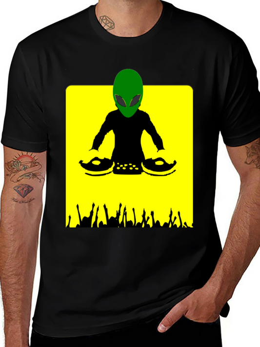 Alien DJ Graphic T-Shirt - Black