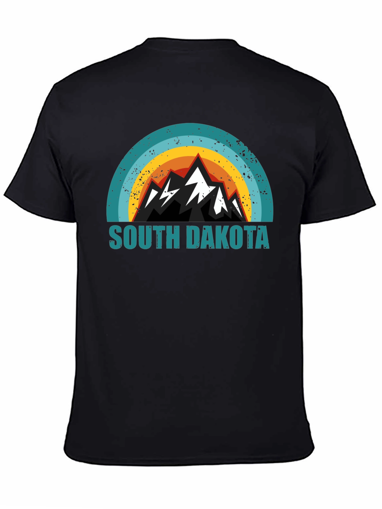 South Dakota Mountain Graphic Tee - Black Cotton Blend