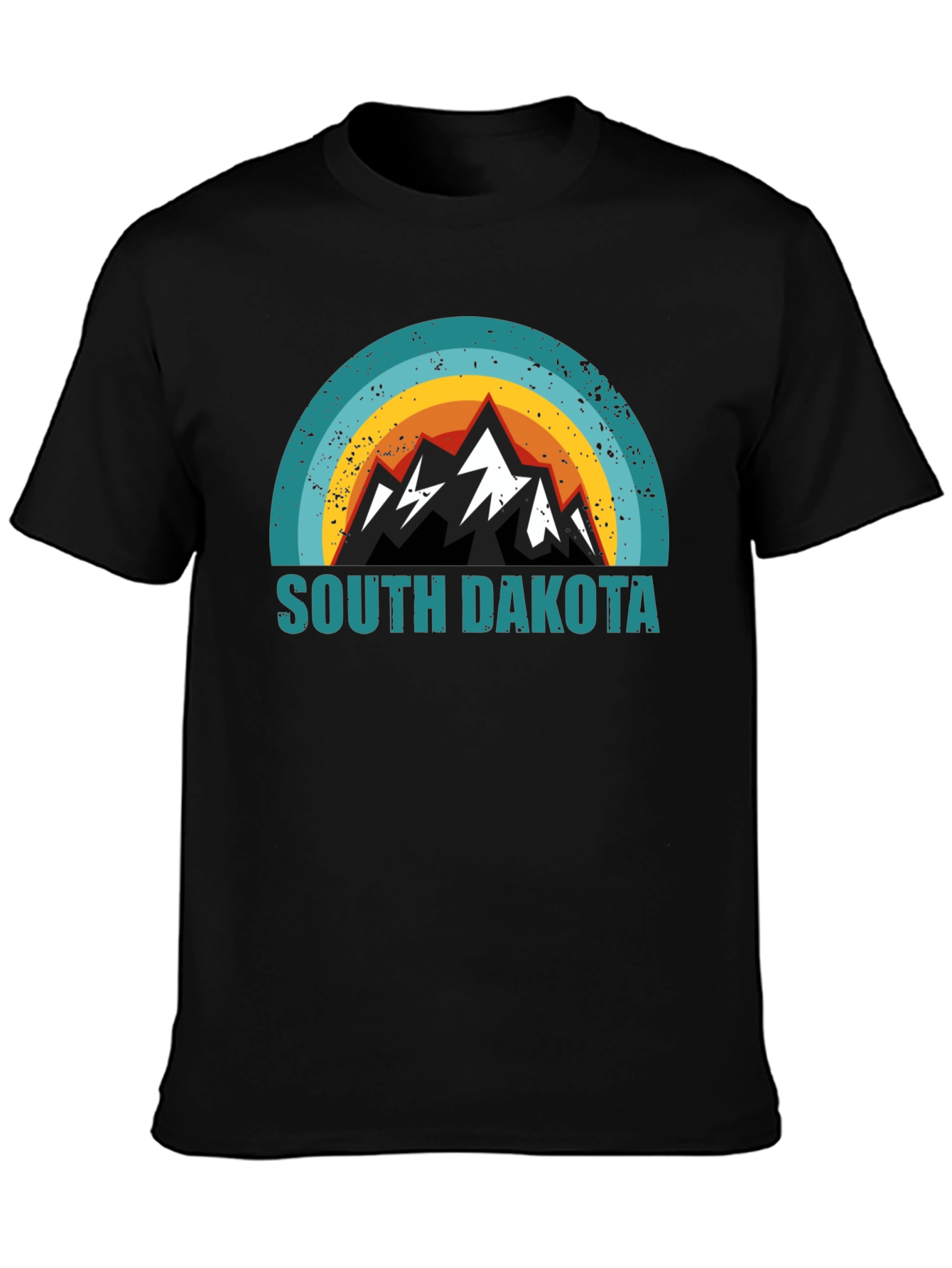 South Dakota Mountain Graphic Tee - Black Cotton Blend