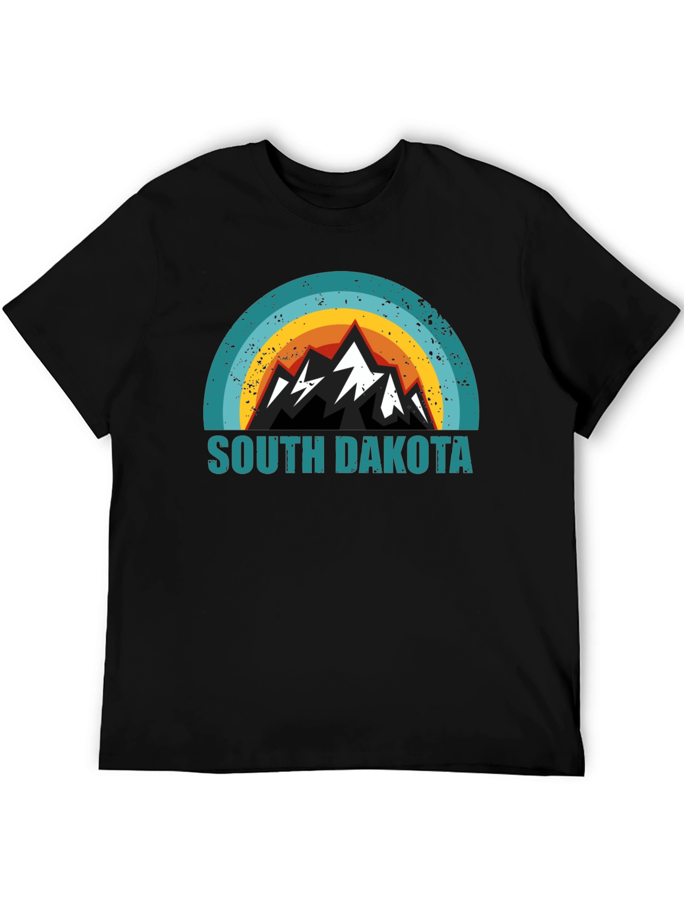 South Dakota Mountain Graphic Tee - Black Cotton Blend