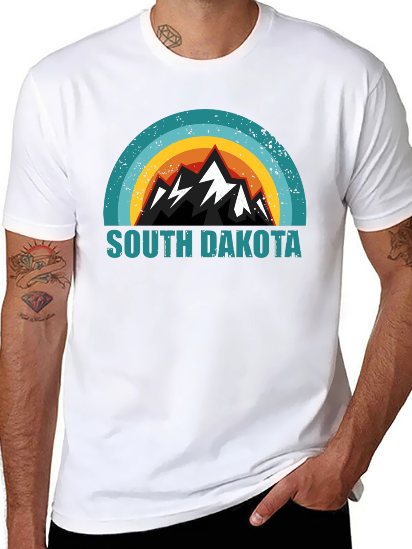 South Dakota Mountain Graphic Tee - Black Cotton Blend