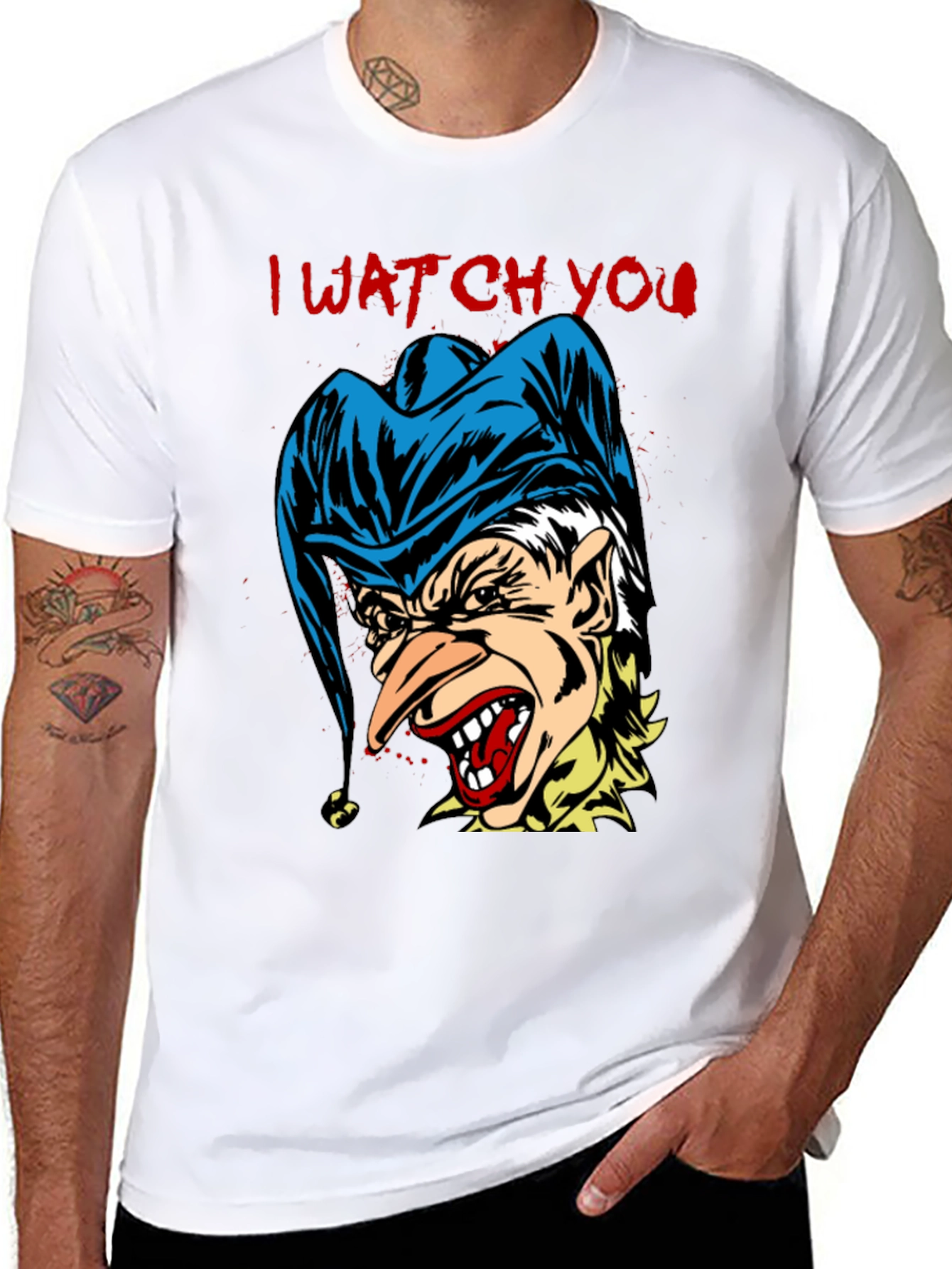 Scary Jester Graphic Tee - I Watch You!