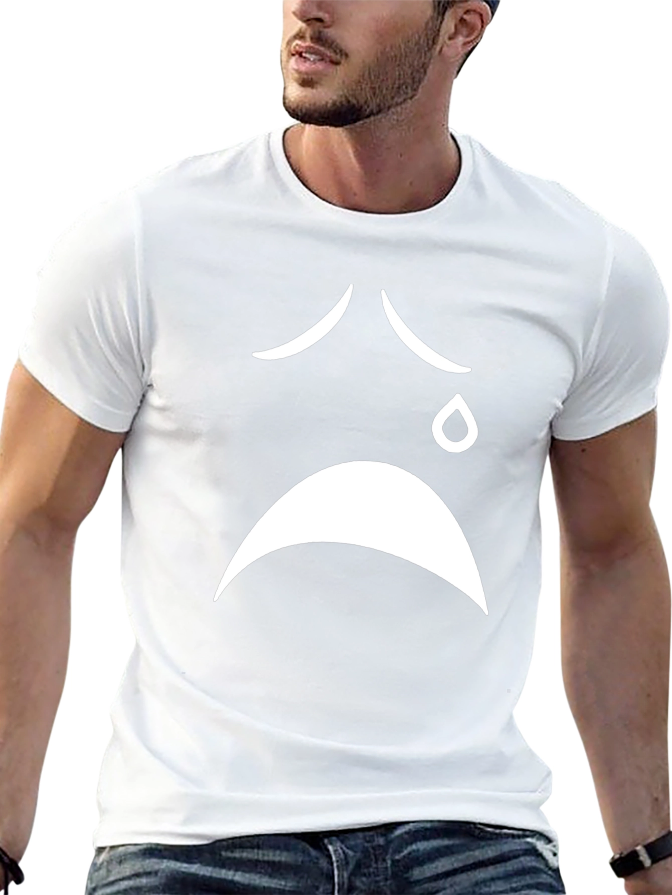 Sad Face Graphic Black T-Shirt