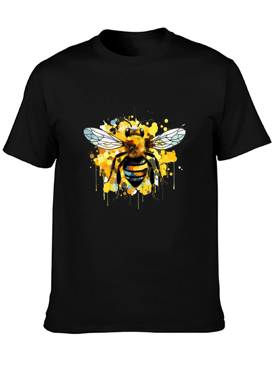 Bee Art Print Mens Graphic T-Shirt - Black