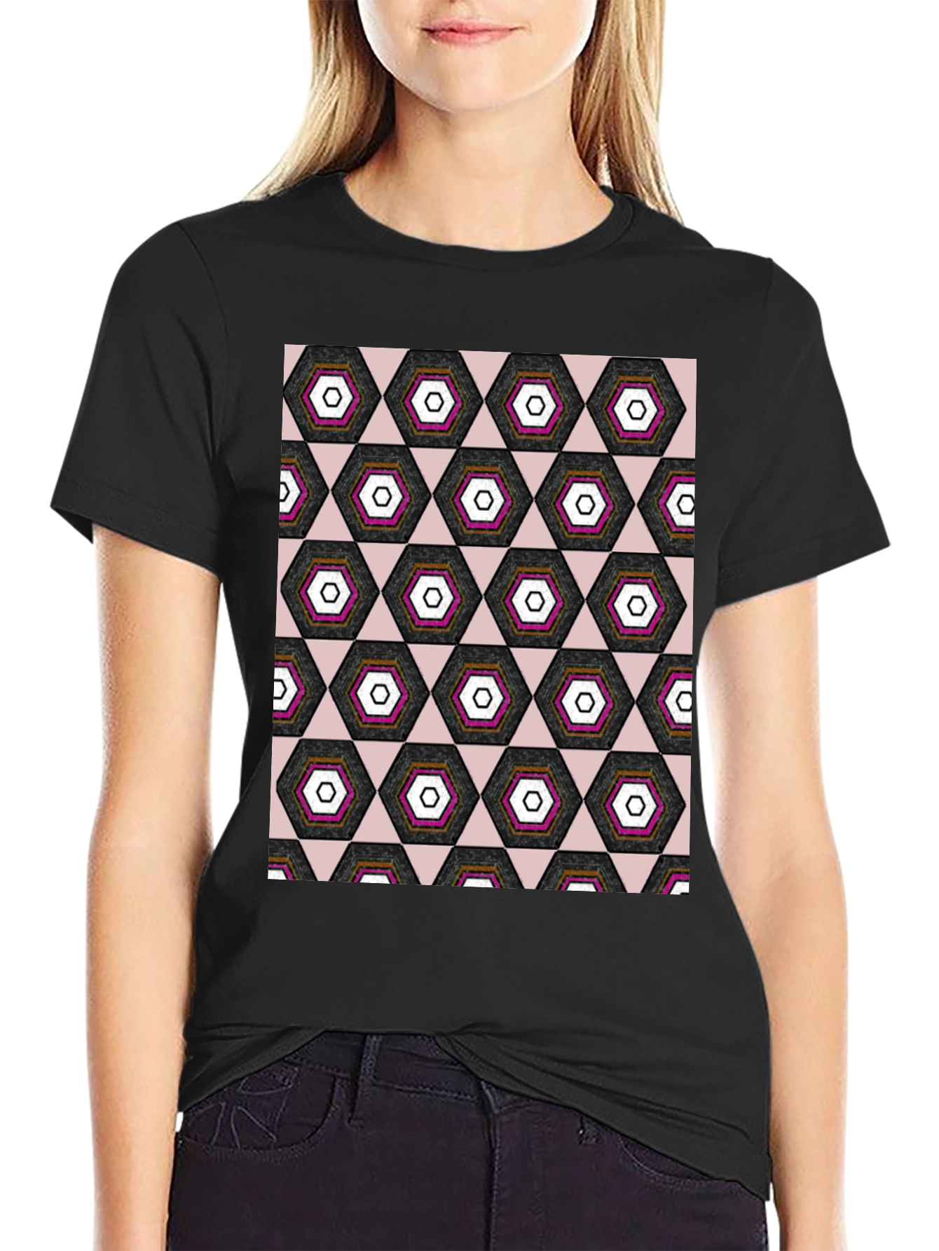 Geometric Hexagon Pattern T-Shirt