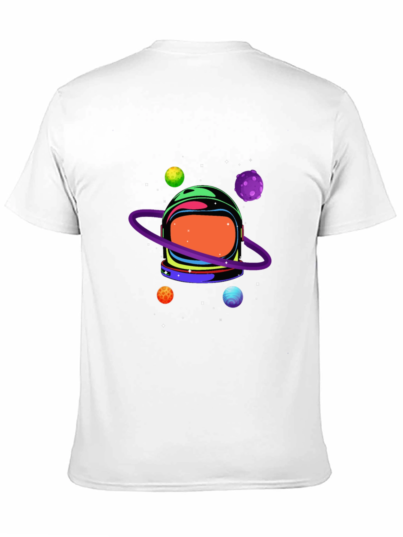 Astronaut Helmet & Planets Graphic Print Black Tee