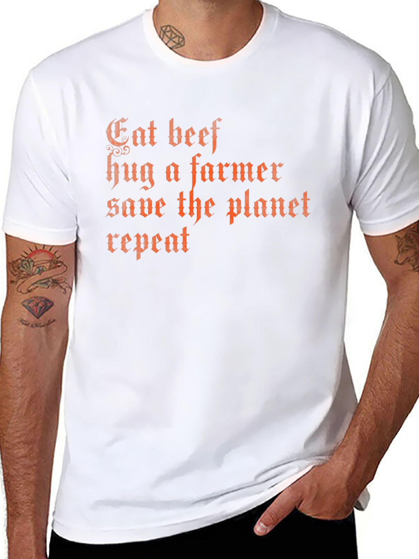 Eat Beef Save Planet Funny Slogan T-Shirt