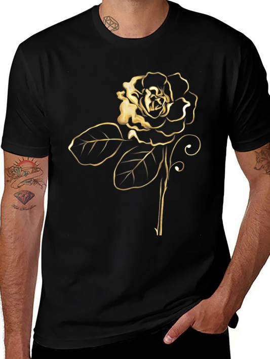Golden Rose Graphic Black Tee
