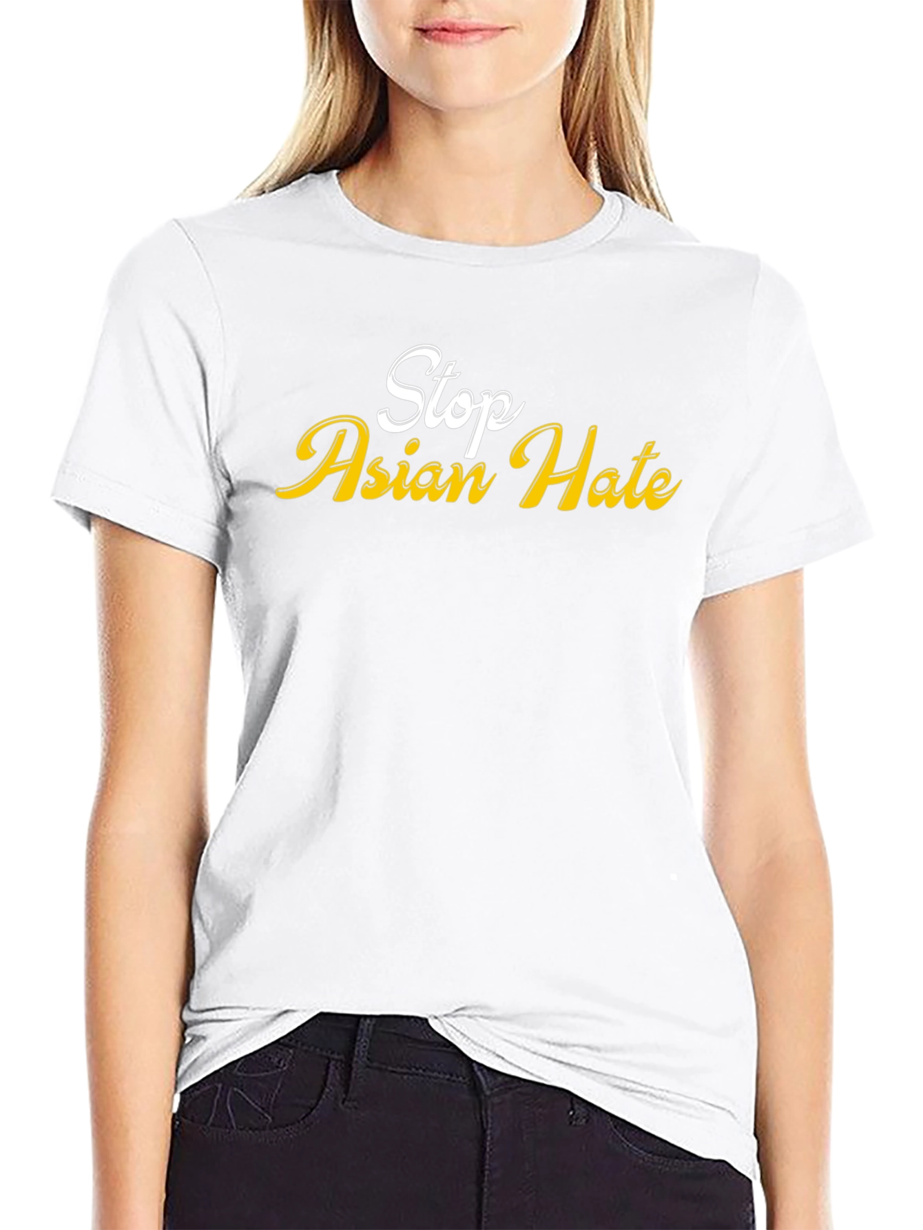 Stop Asian Hate T-Shirt - Black Crew Neck