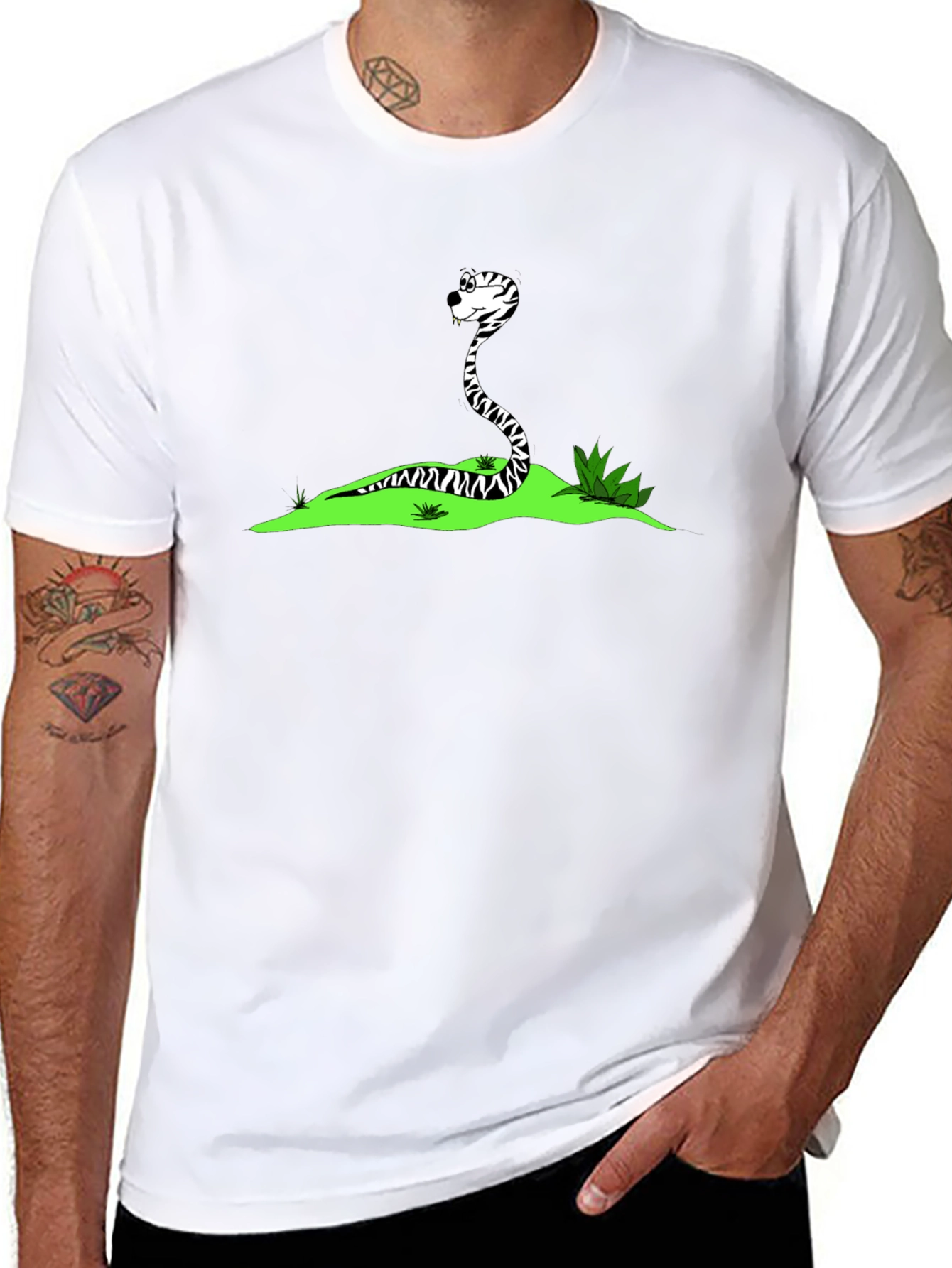 Cartoon Snake Black T-Shirt