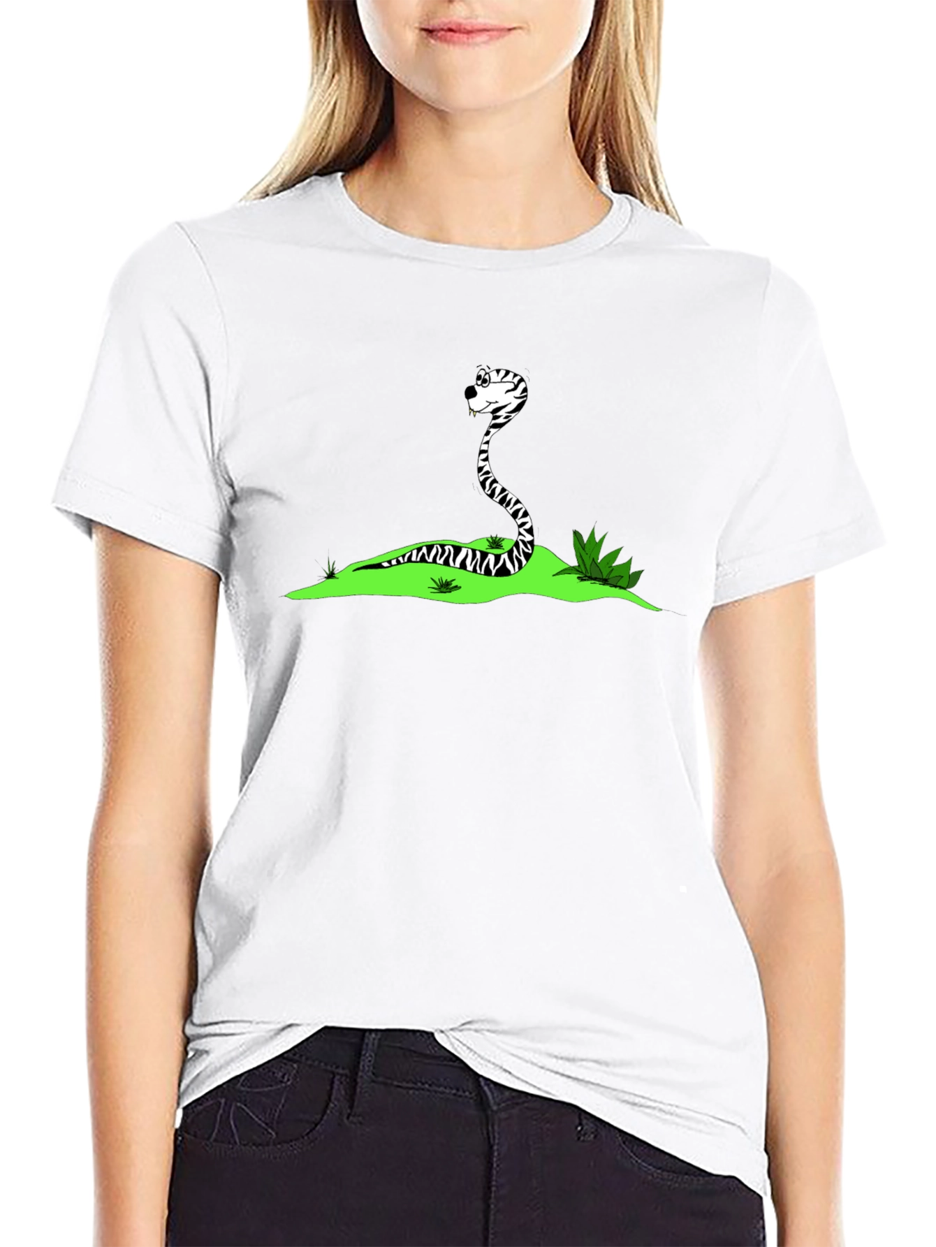 Cartoon Snake Black T-Shirt