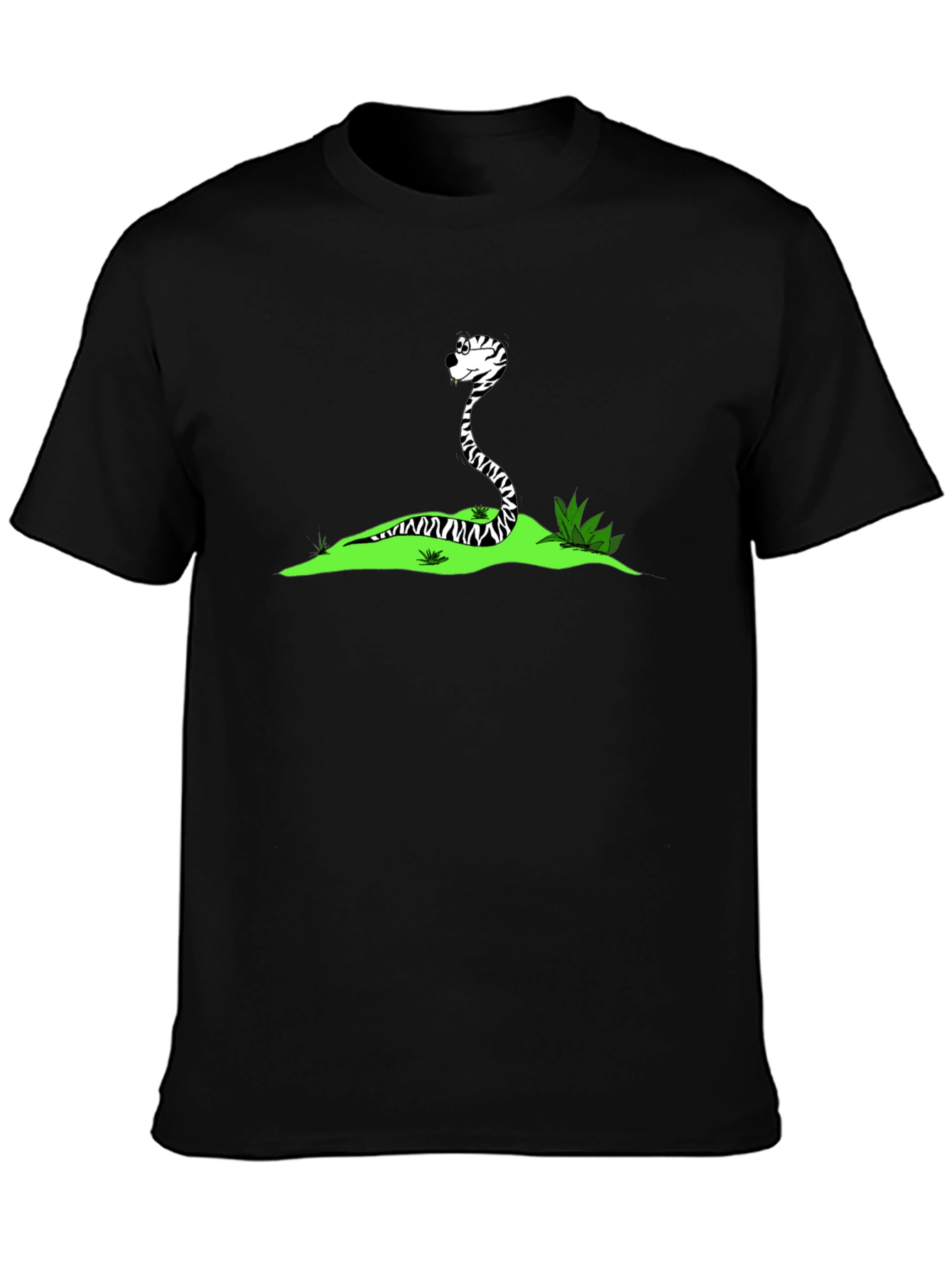 Cartoon Snake Black T-Shirt