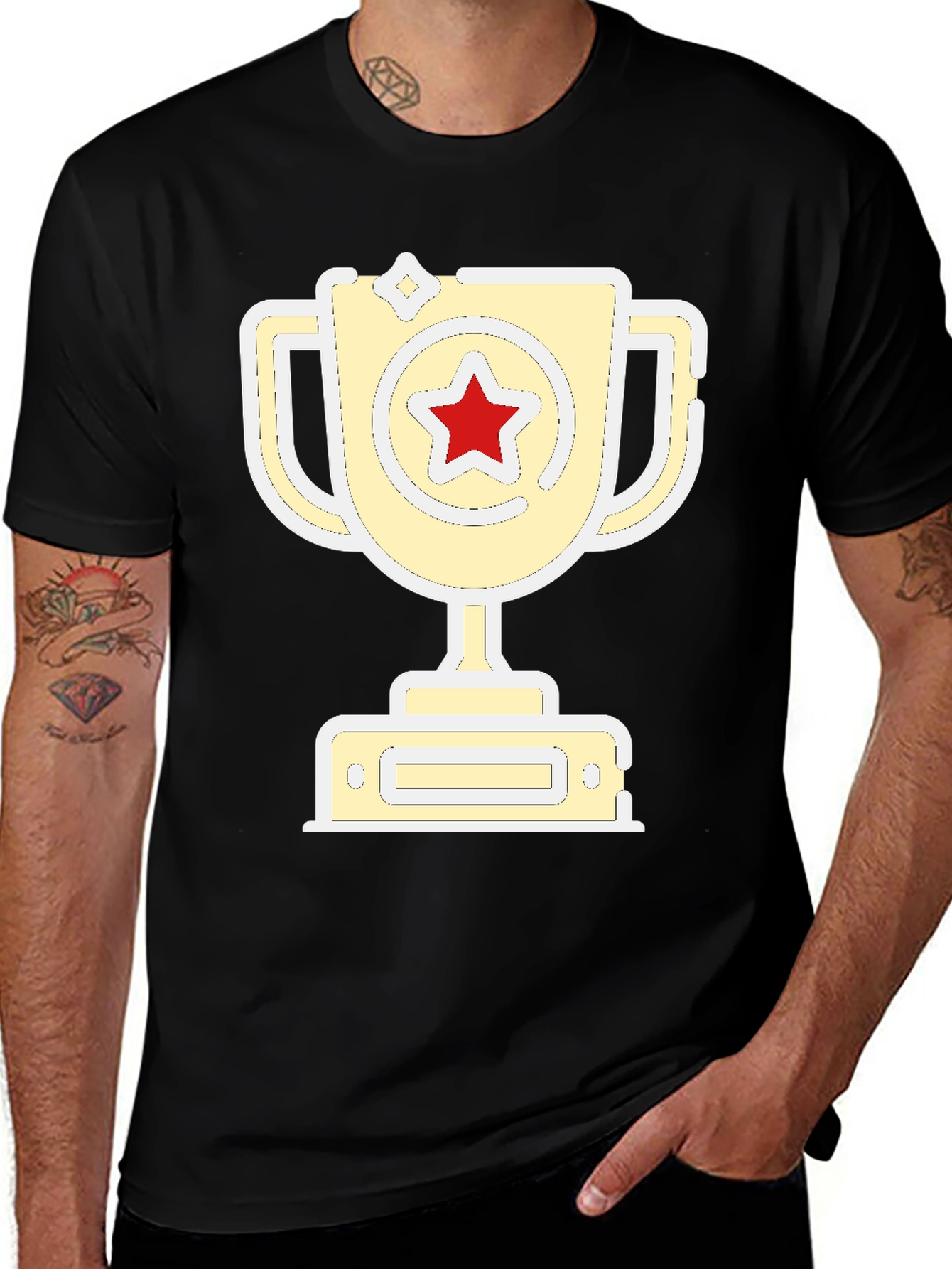 Champion Tee: Red Star Trophy Graphic T-Shirt