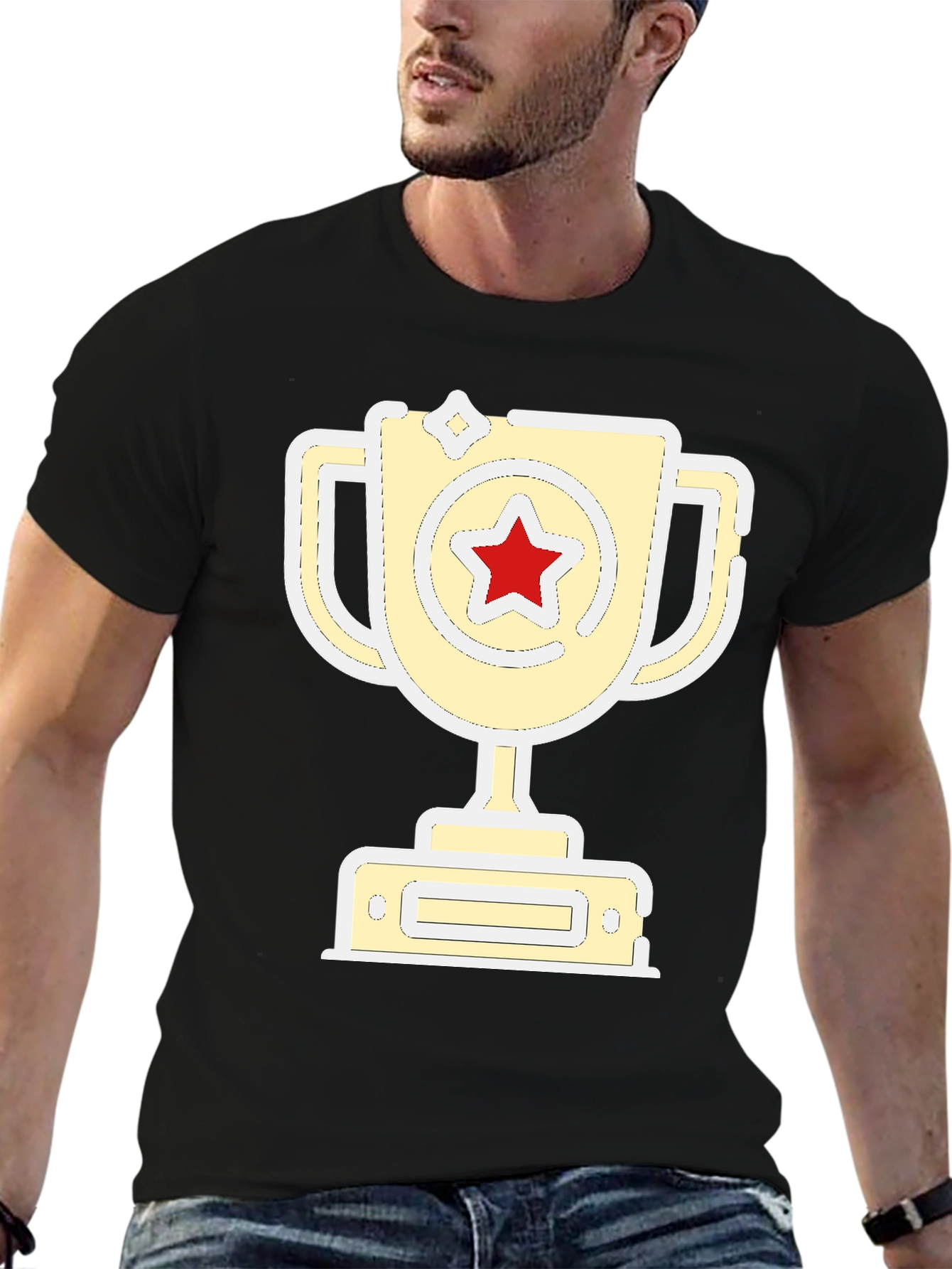 Champion Tee: Red Star Trophy Graphic T-Shirt