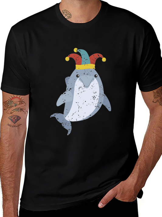 Funny Dolphin Jester Graphic T-Shirt