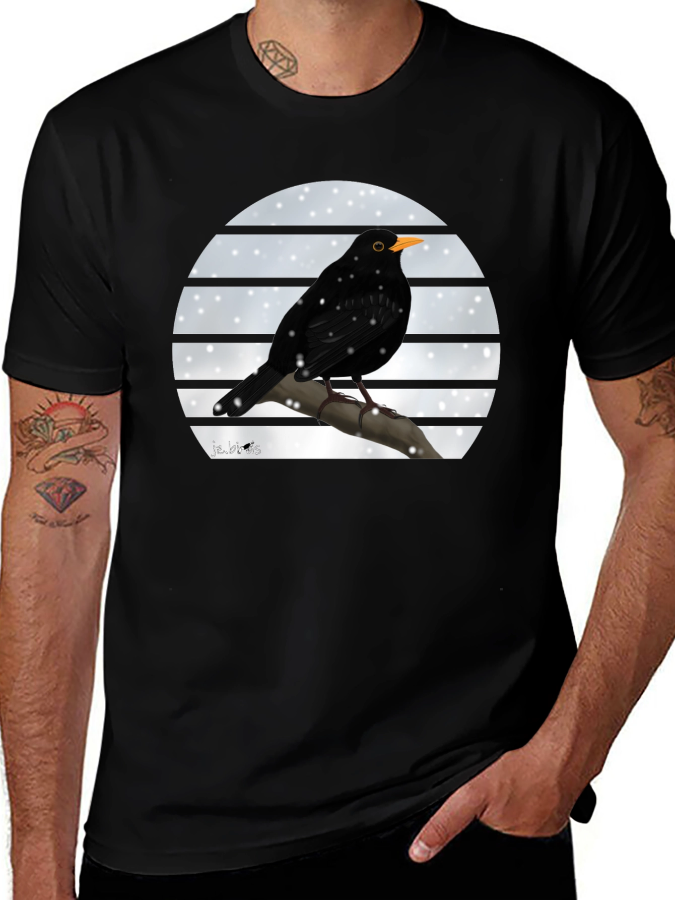 Blackbird Winter Scene Graphic Tee