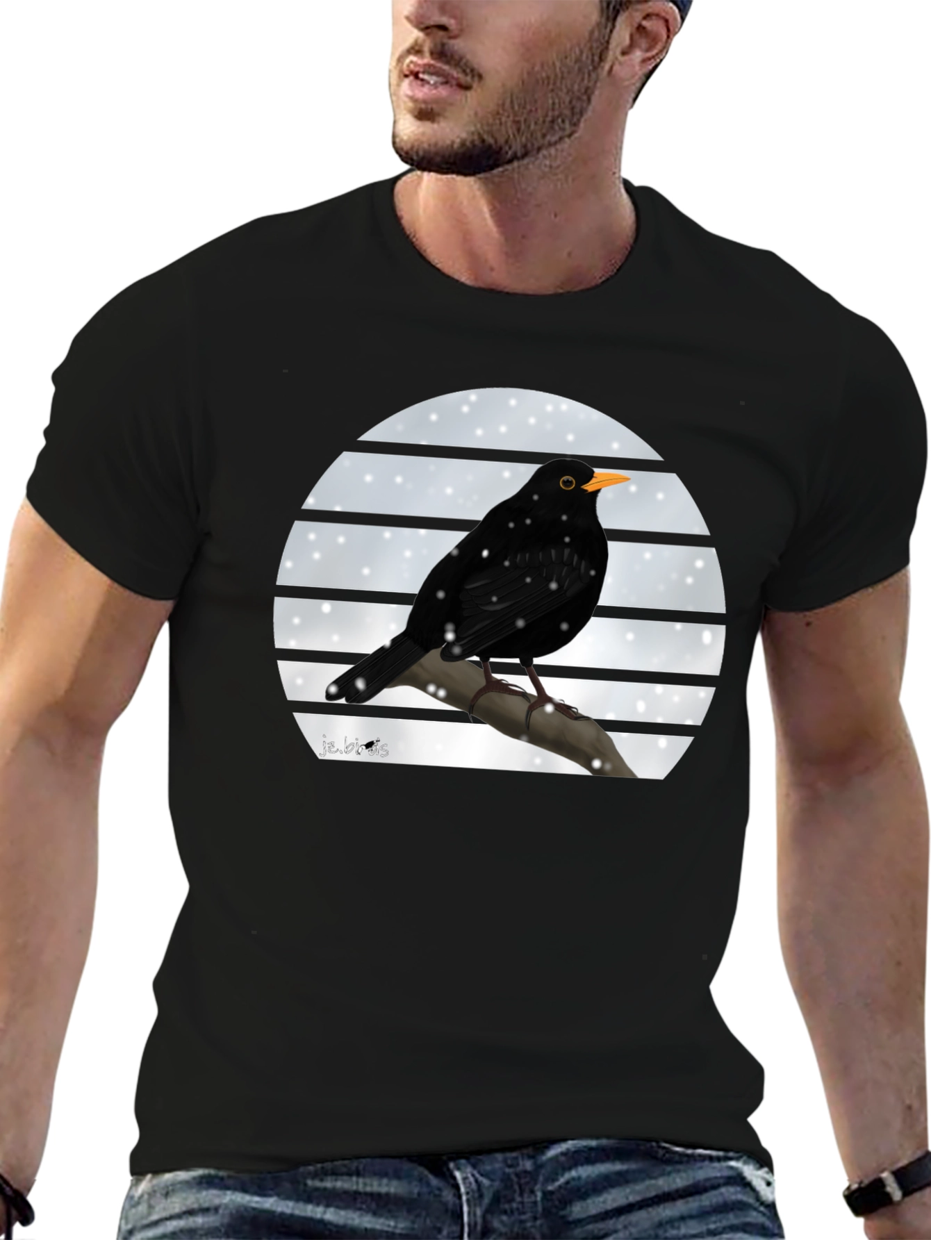 Blackbird Winter Scene Graphic Tee