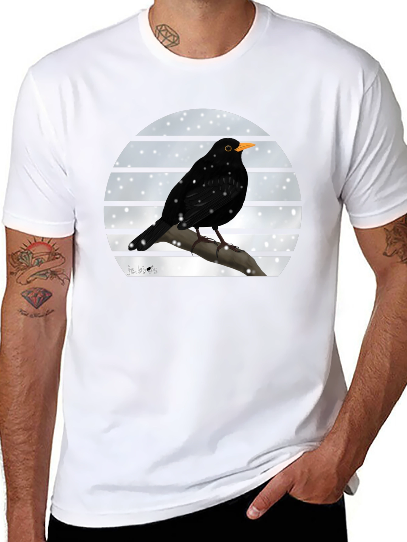 Blackbird Winter Scene Graphic Tee