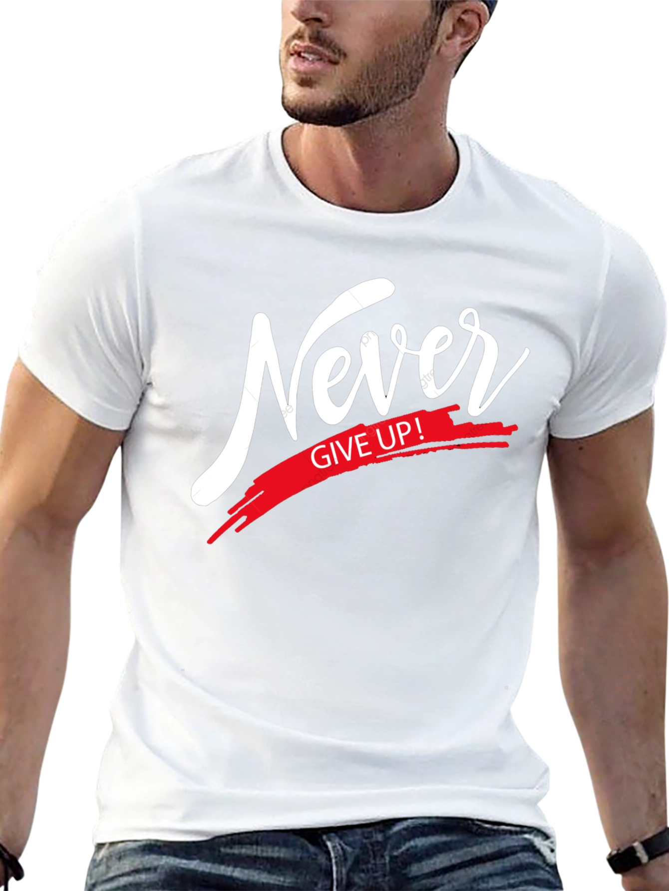 Never Give Up T-Shirt - Motivational Black Tee