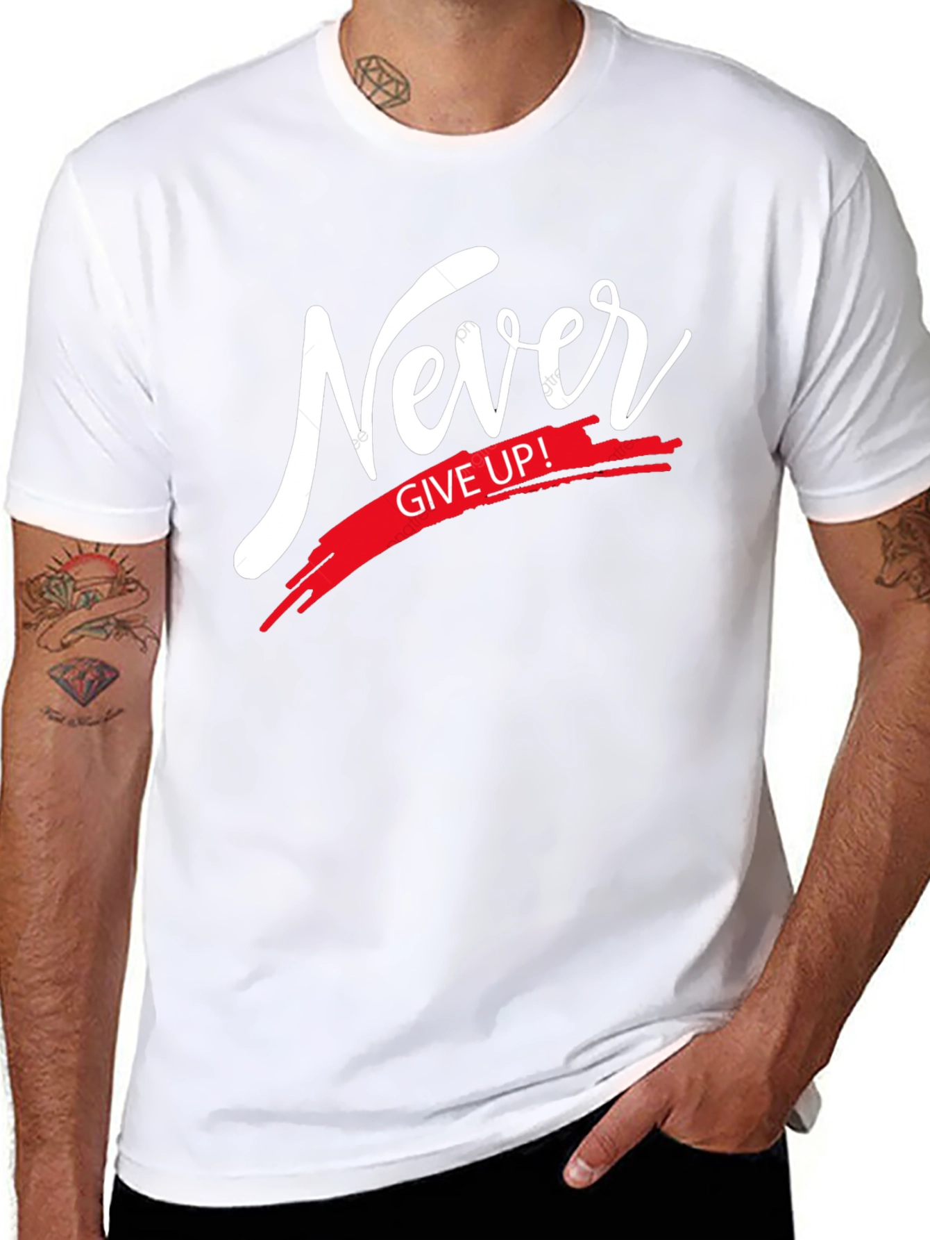 Never Give Up T-Shirt - Motivational Black Tee