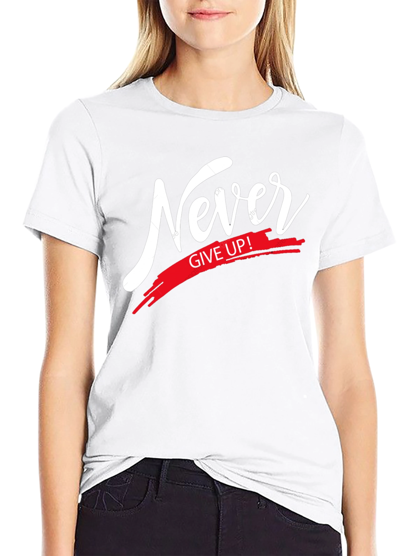 Never Give Up T-Shirt - Motivational Black Tee