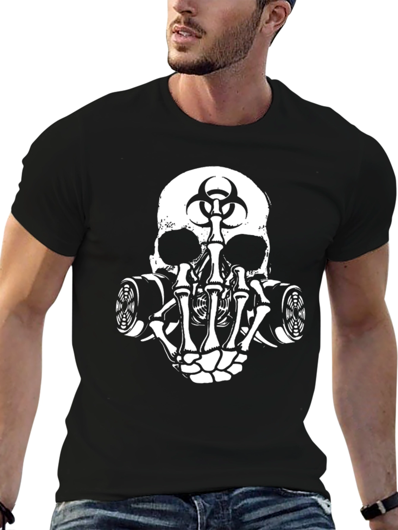 Skull Biohazard Gas Mask Graphic Tee