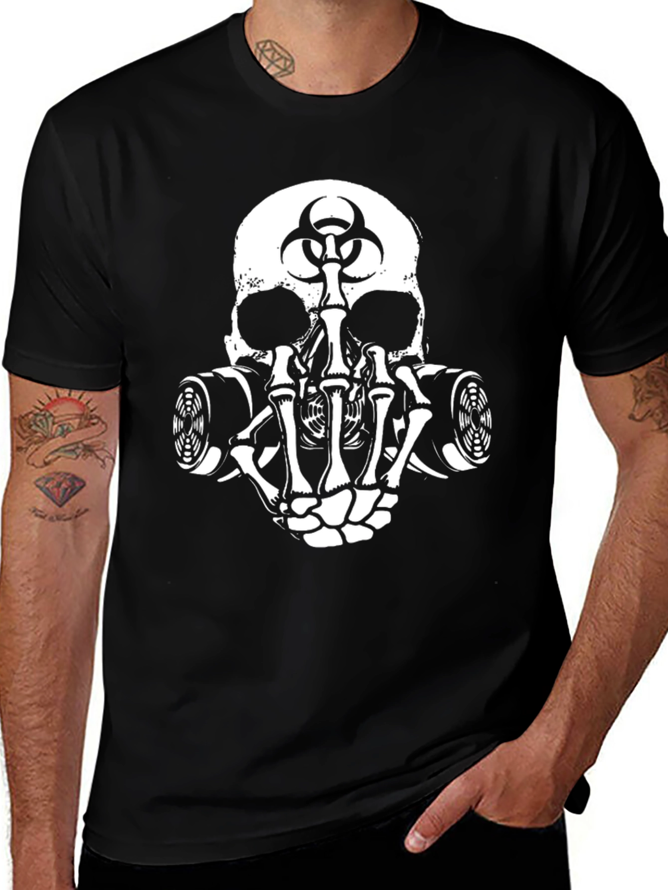 Skull Biohazard Gas Mask Graphic Tee