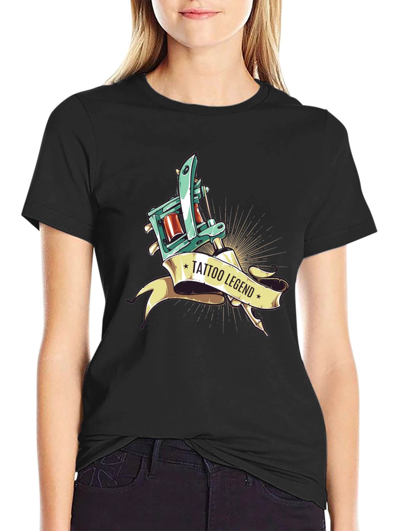 Tattoo Legend Graphic Print Black T-Shirt
