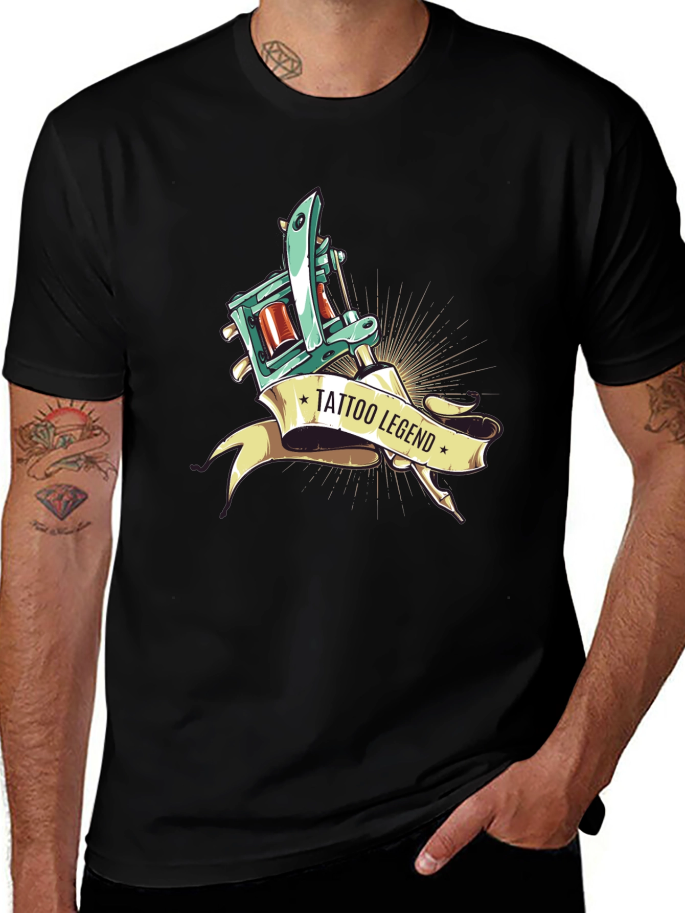 Tattoo Legend Graphic Print Black T-Shirt