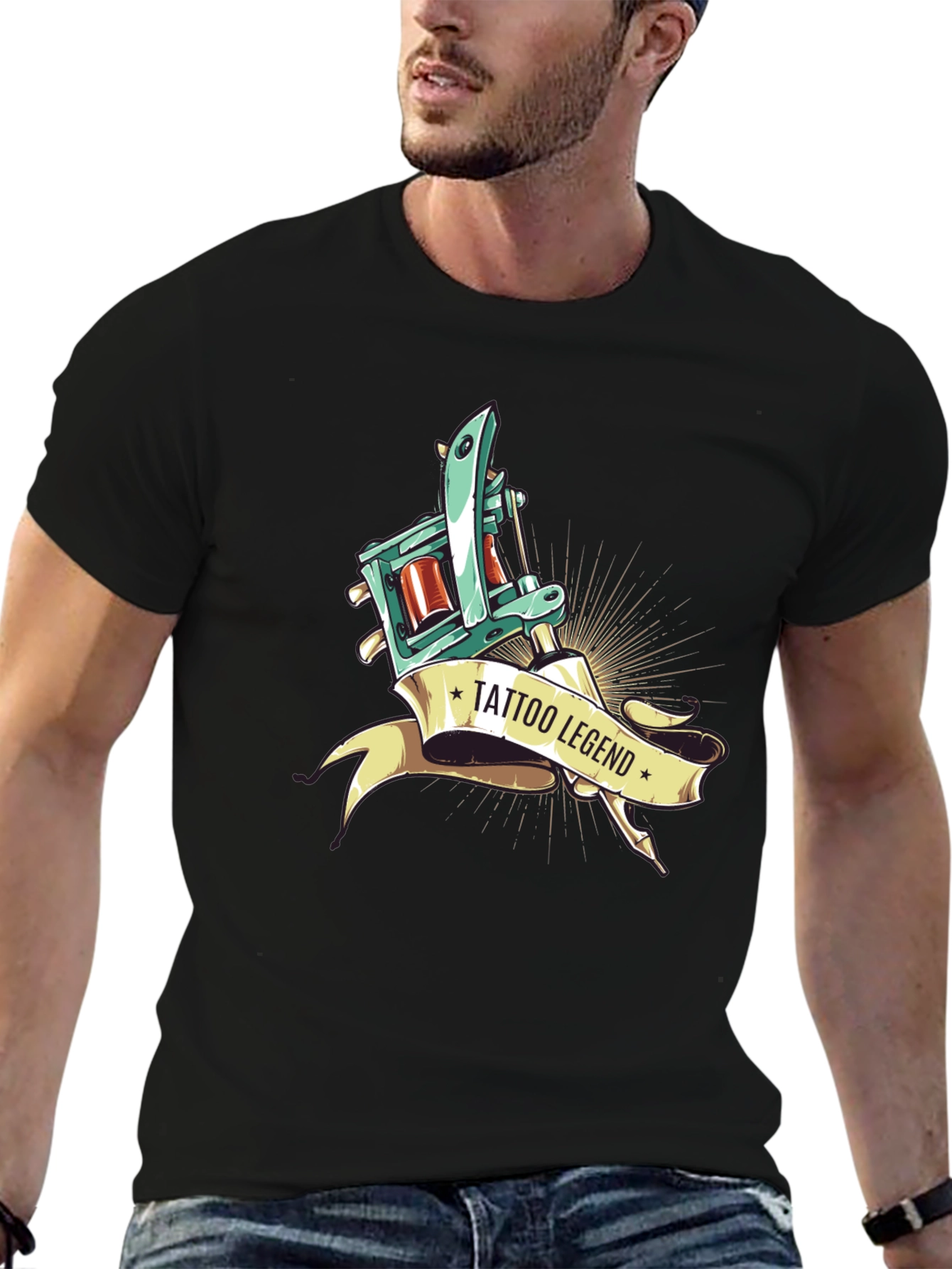 Tattoo Legend Graphic Print Black T-Shirt