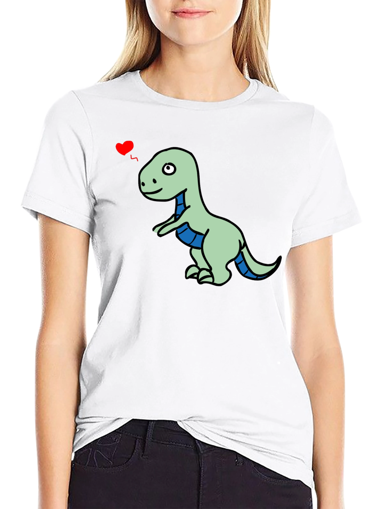 Dino Love T-Shirt - Mens Black Short Sleeve