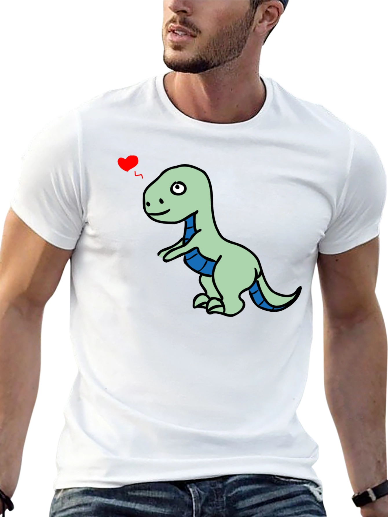 Dino Love T-Shirt - Mens Black Short Sleeve