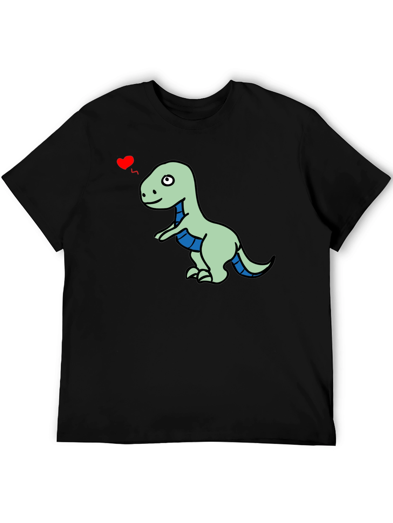 Dino Love T-Shirt - Mens Black Short Sleeve
